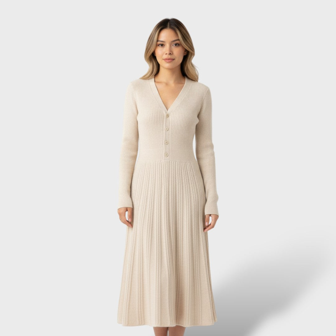 100% Wool Women's V-Neck Dress