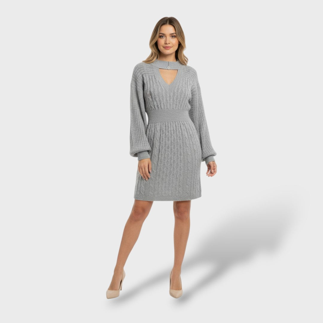 Lana Dress with Balloon Sleeves and Cut Outs