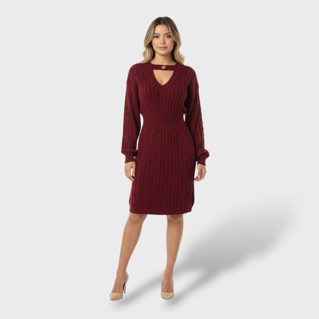 Lana Dress with Balloon Sleeves and Cut Outs