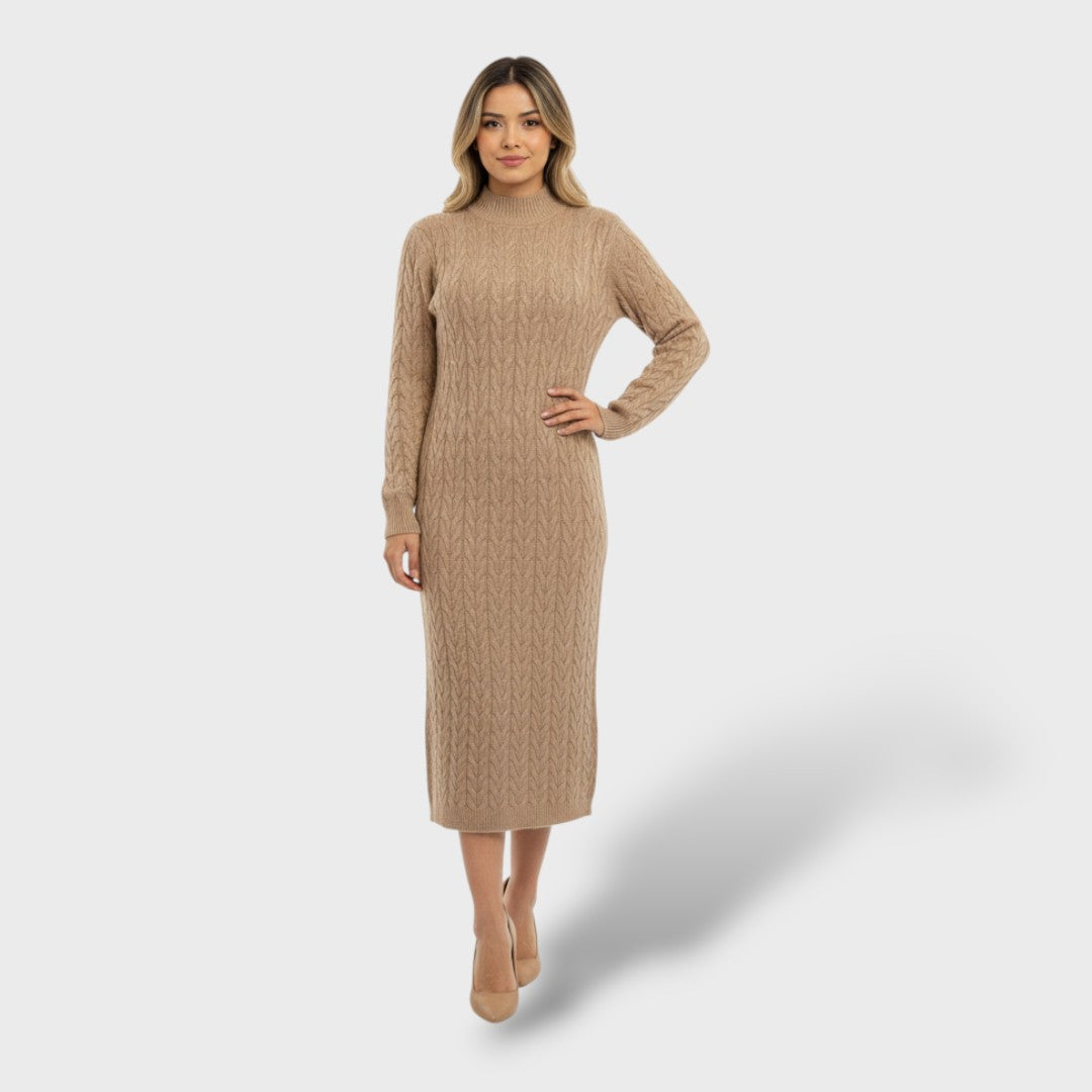 Long Merino Wool Dress with Turtleneck