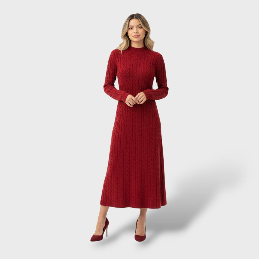 Long Merino Wool Dress with Turtleneck