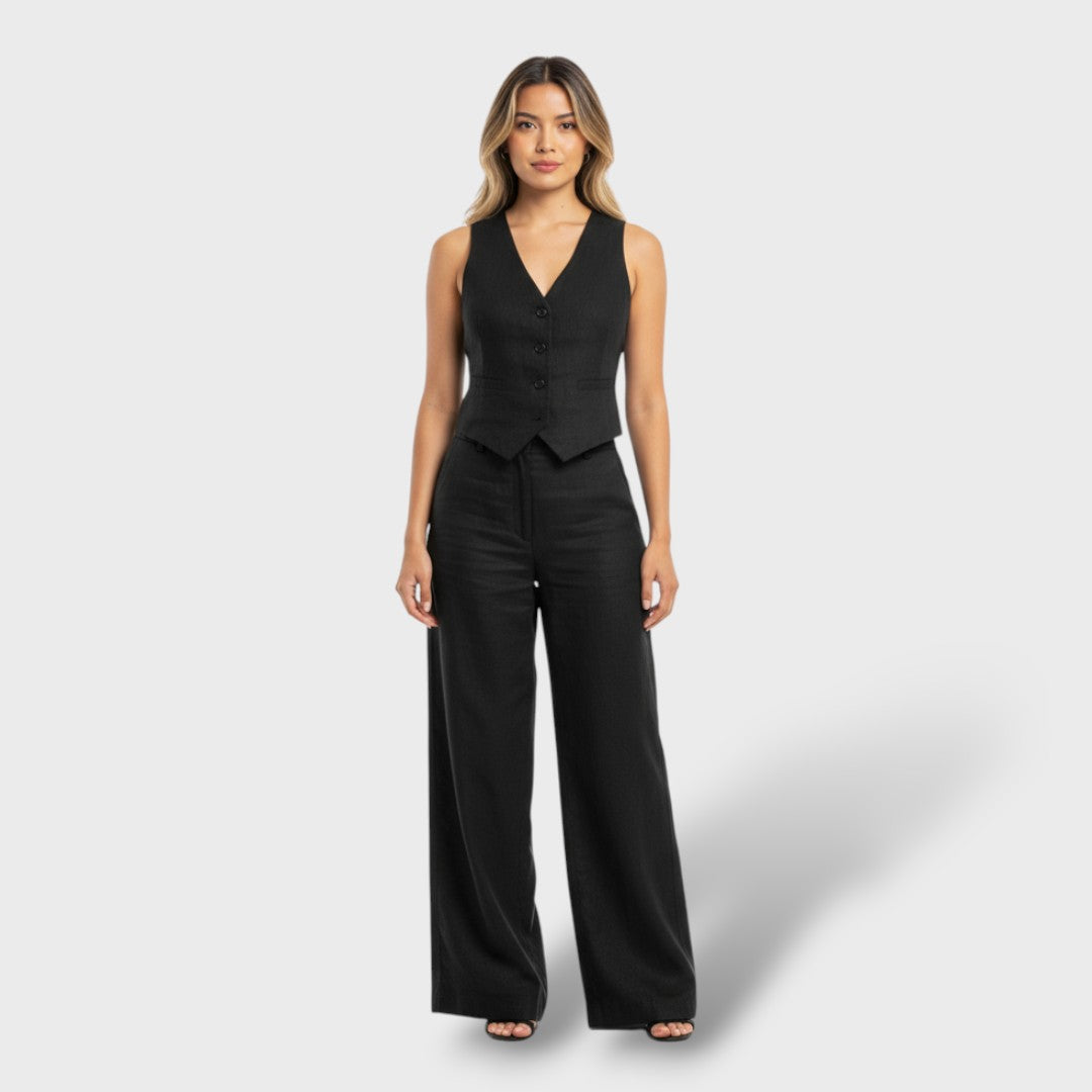 Women's Casual Elegant Cotton and Linen Set