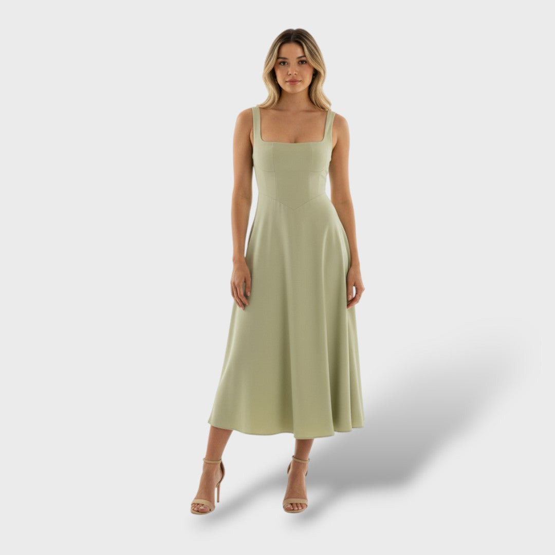 Square Neck Midi Dress for Women