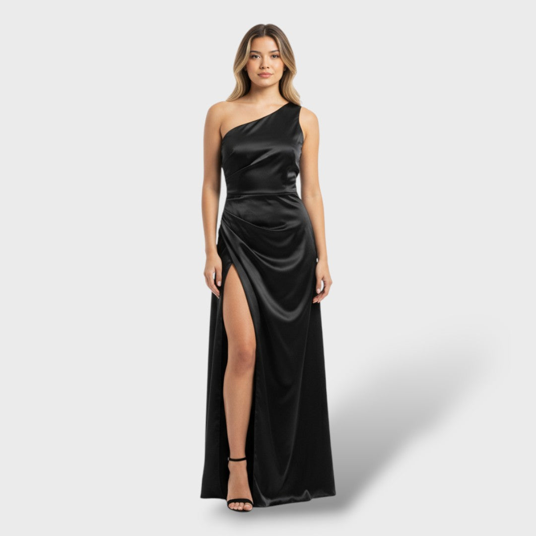 Elegant Satin Dress with Side Slit