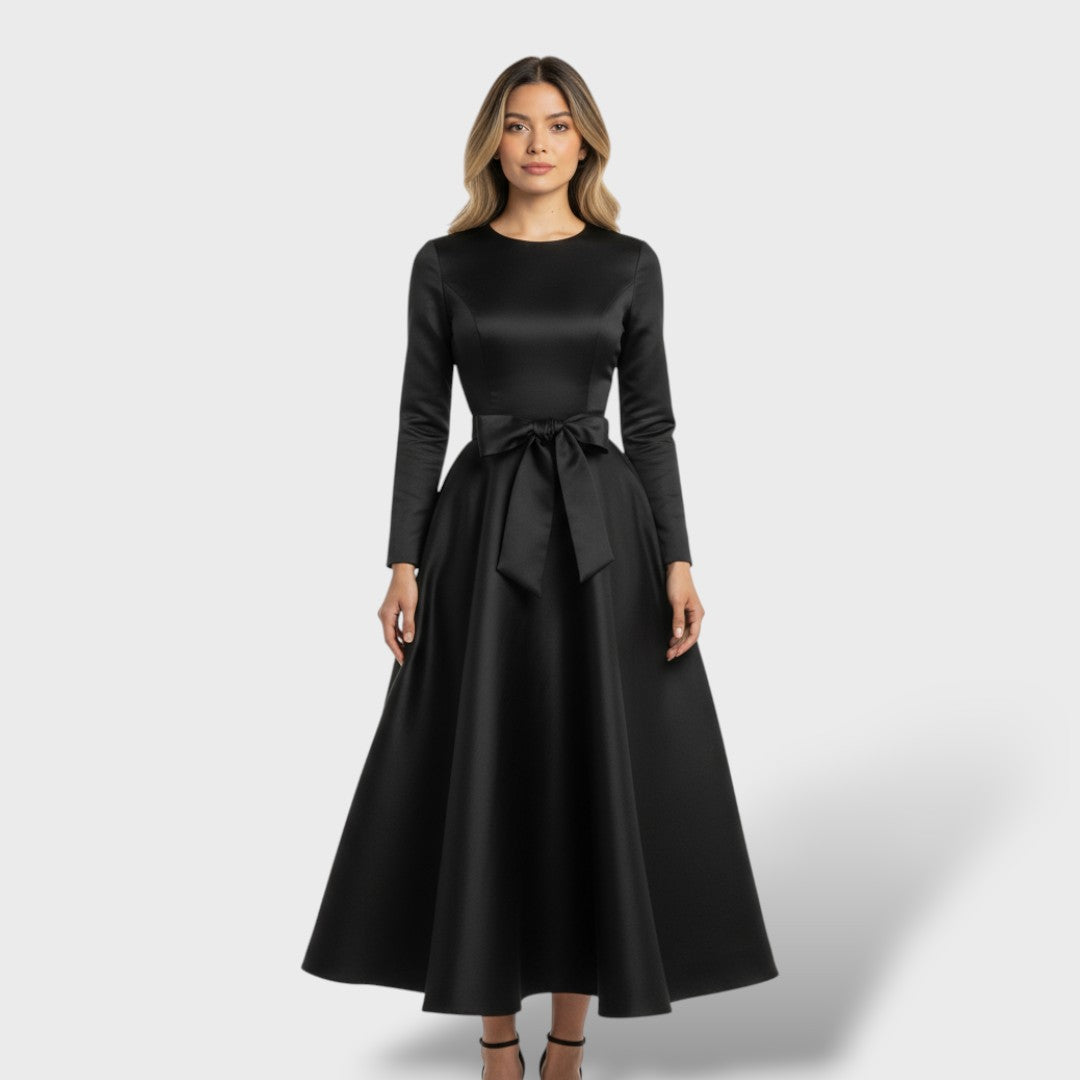 Elegant midi dress with belt