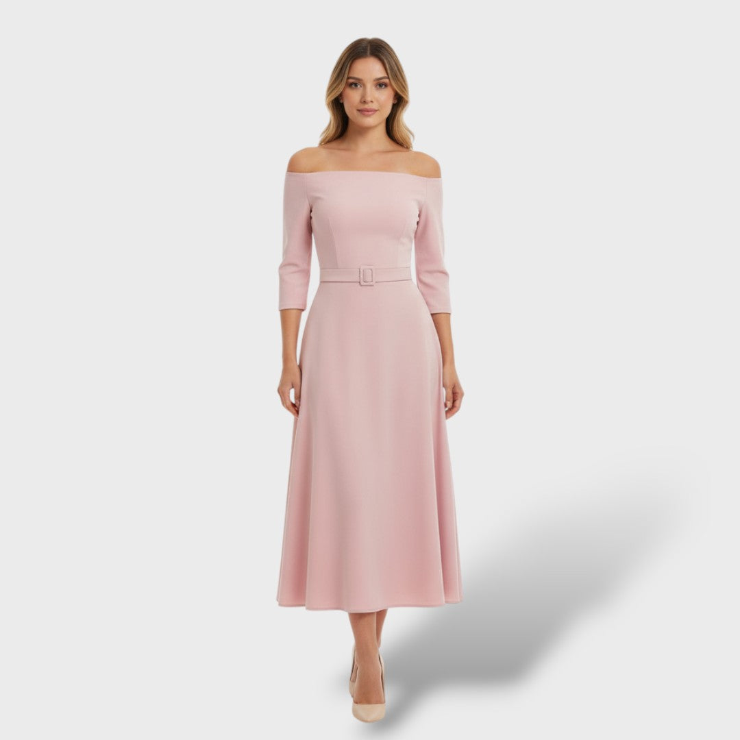 Elegant long dress with high waist