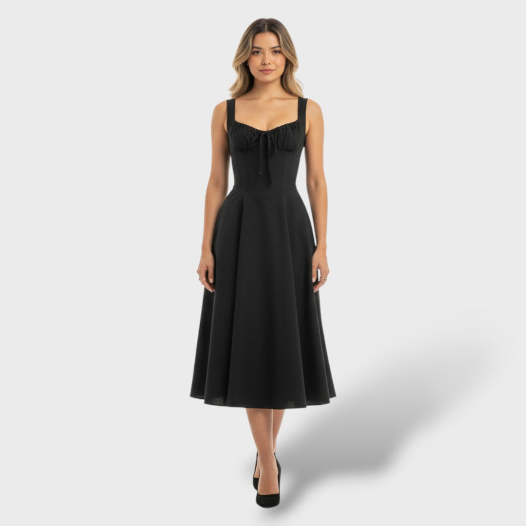 Elegant Midi Dress with Corset Back