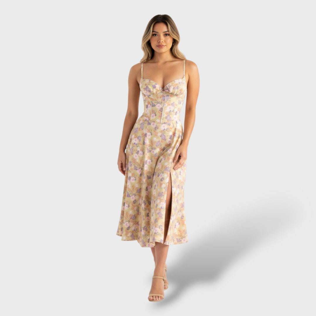 Elegant Midi Dress with Corset Back