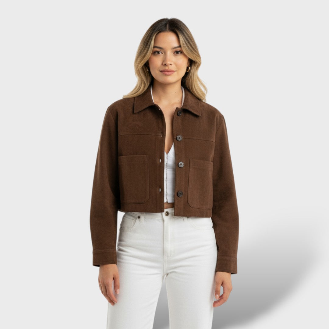 Short Suede Jacket with Pockets