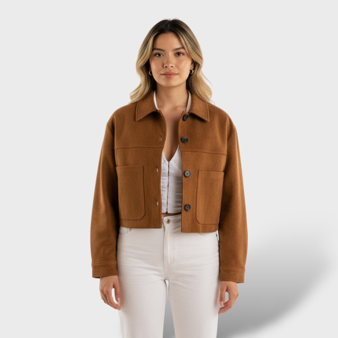 Short Suede Jacket with Pockets