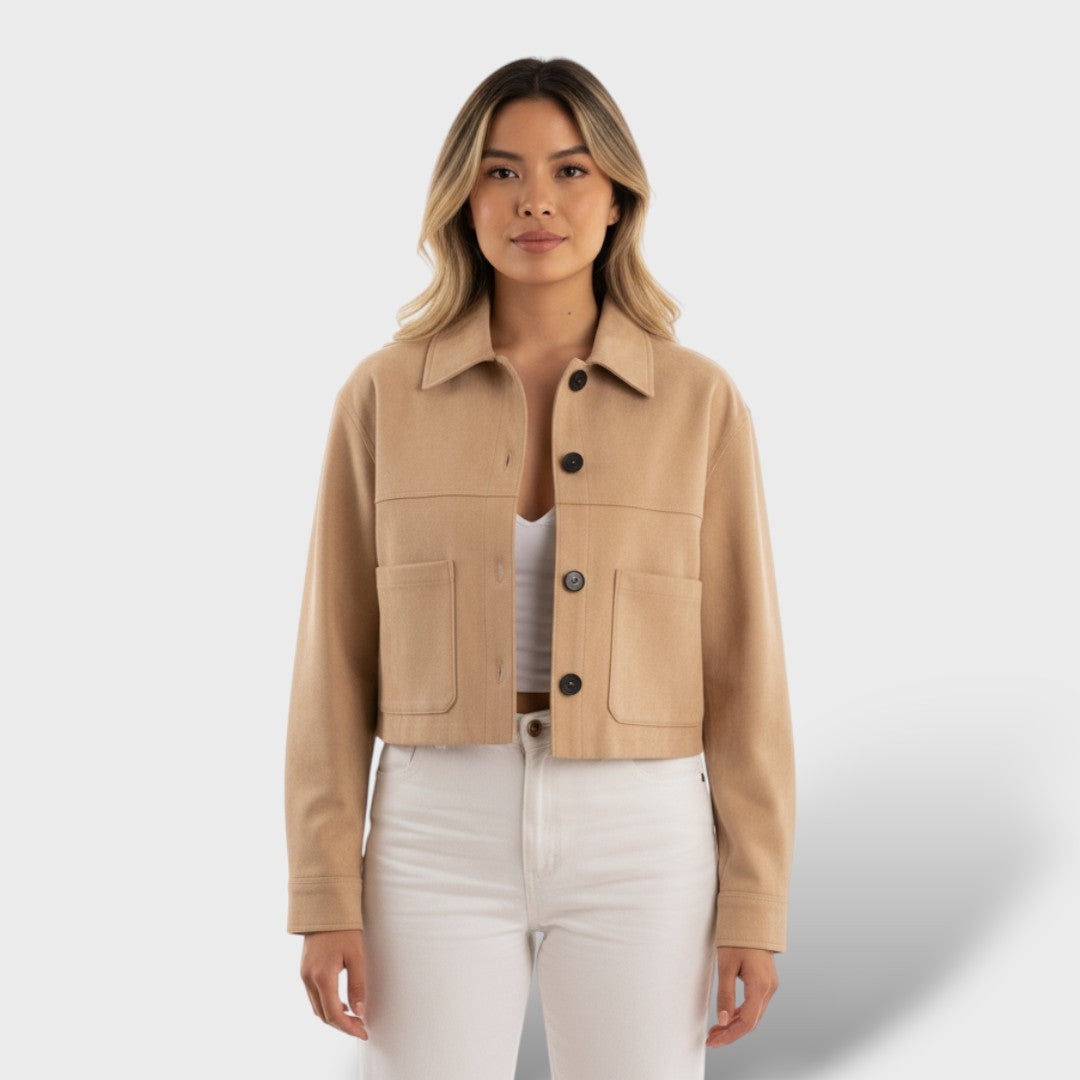 Short Suede Jacket with Pockets
