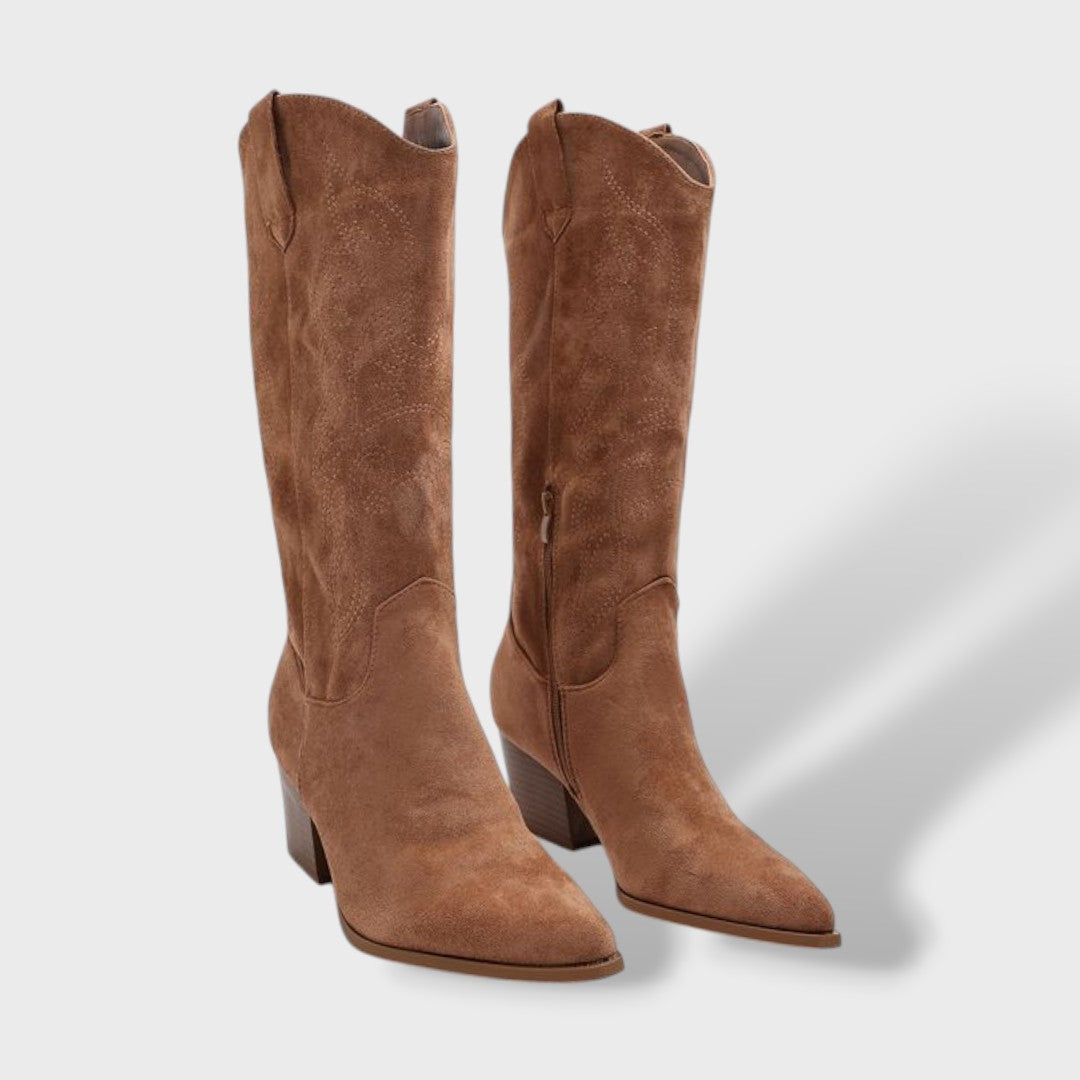 Women's Cowboy Boots Mid-Calf Wide Heel Embroidered