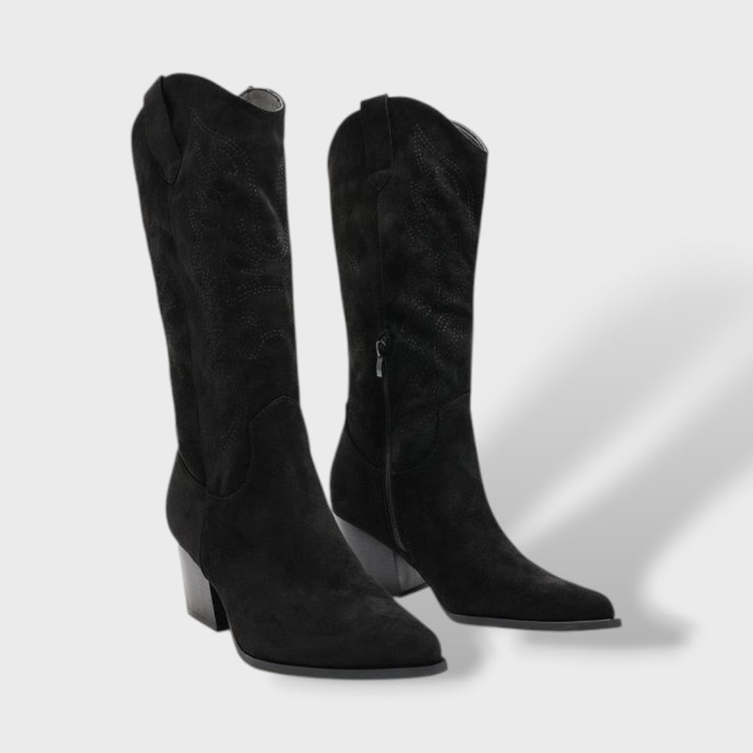 Women's Cowboy Boots Mid-Calf Wide Heel Embroidered