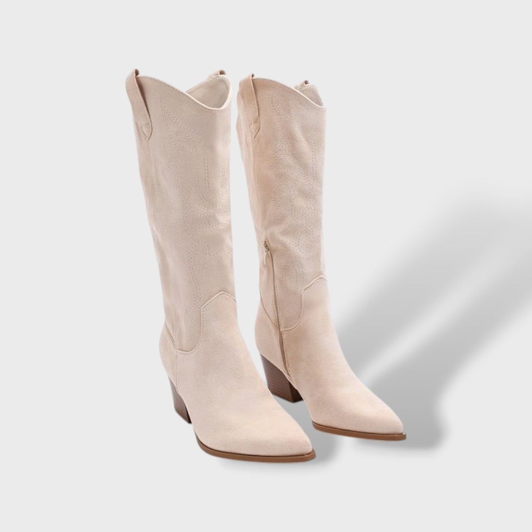 Women's Cowboy Boots Mid-Calf Wide Heel Embroidered