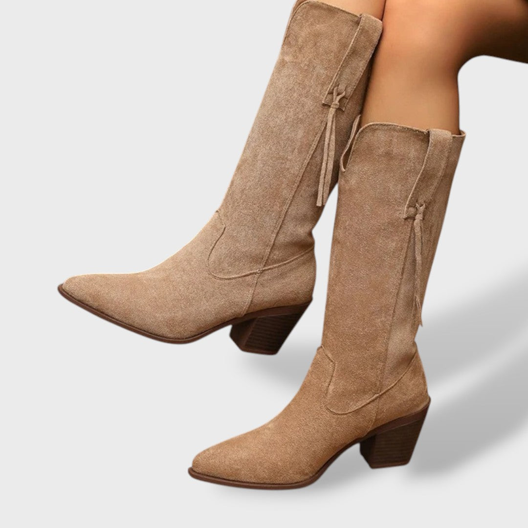 Women's Winter Cowboy Boots in Synthetic Suede