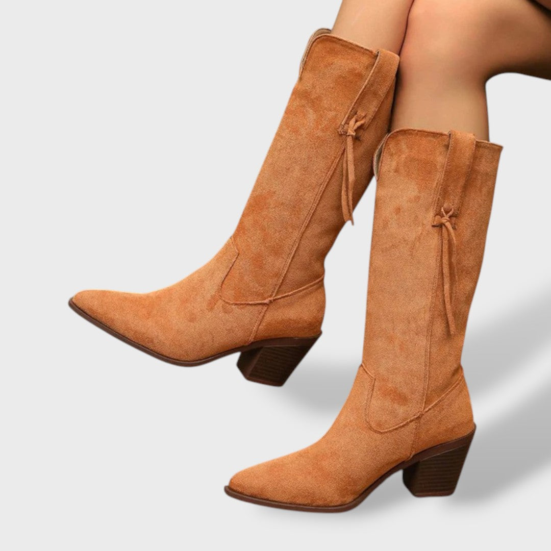 Women's Winter Cowboy Boots in Synthetic Suede