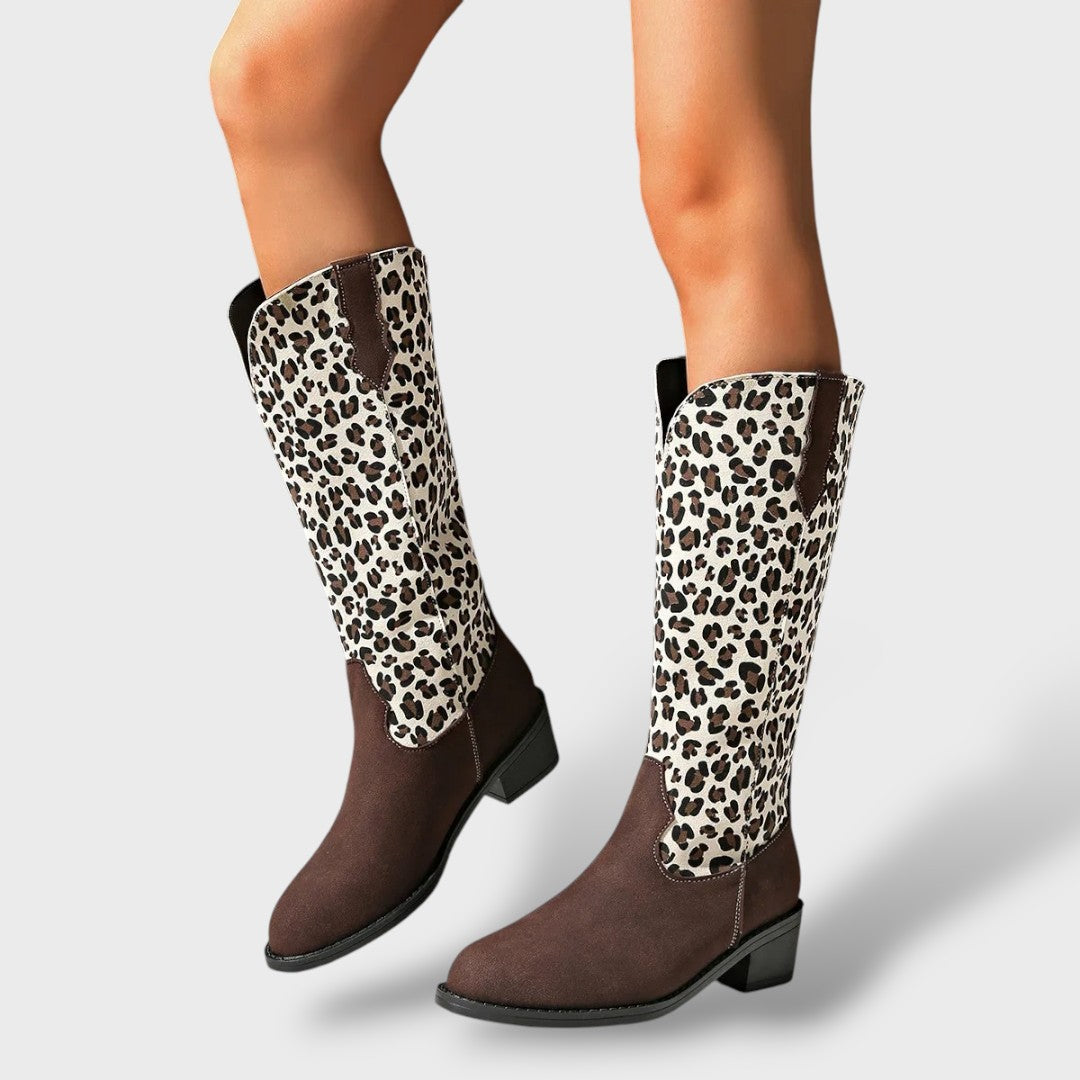 Women's Mid-Calf Leopard Print Casual Boots