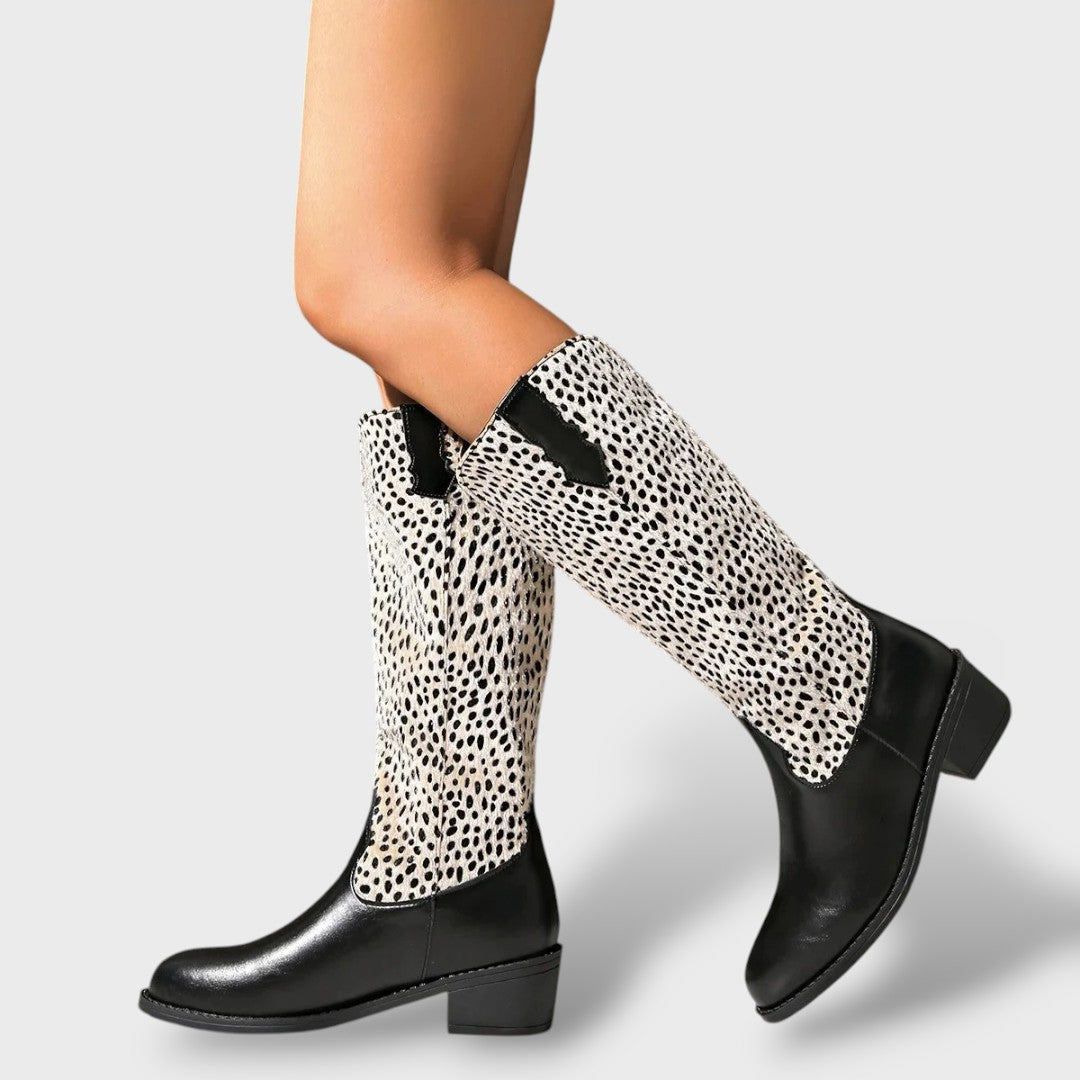 Women's Mid-Calf Leopard Print Casual Boots
