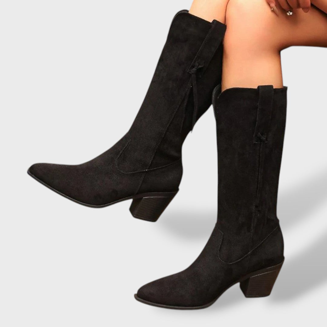 Women's Winter Cowboy Boots in Synthetic Suede
