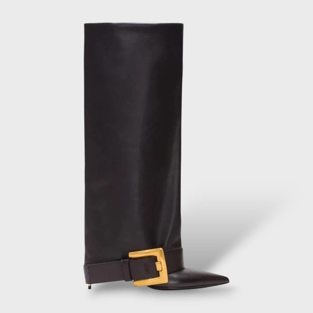 High Heeled Women's Boots with Buckle