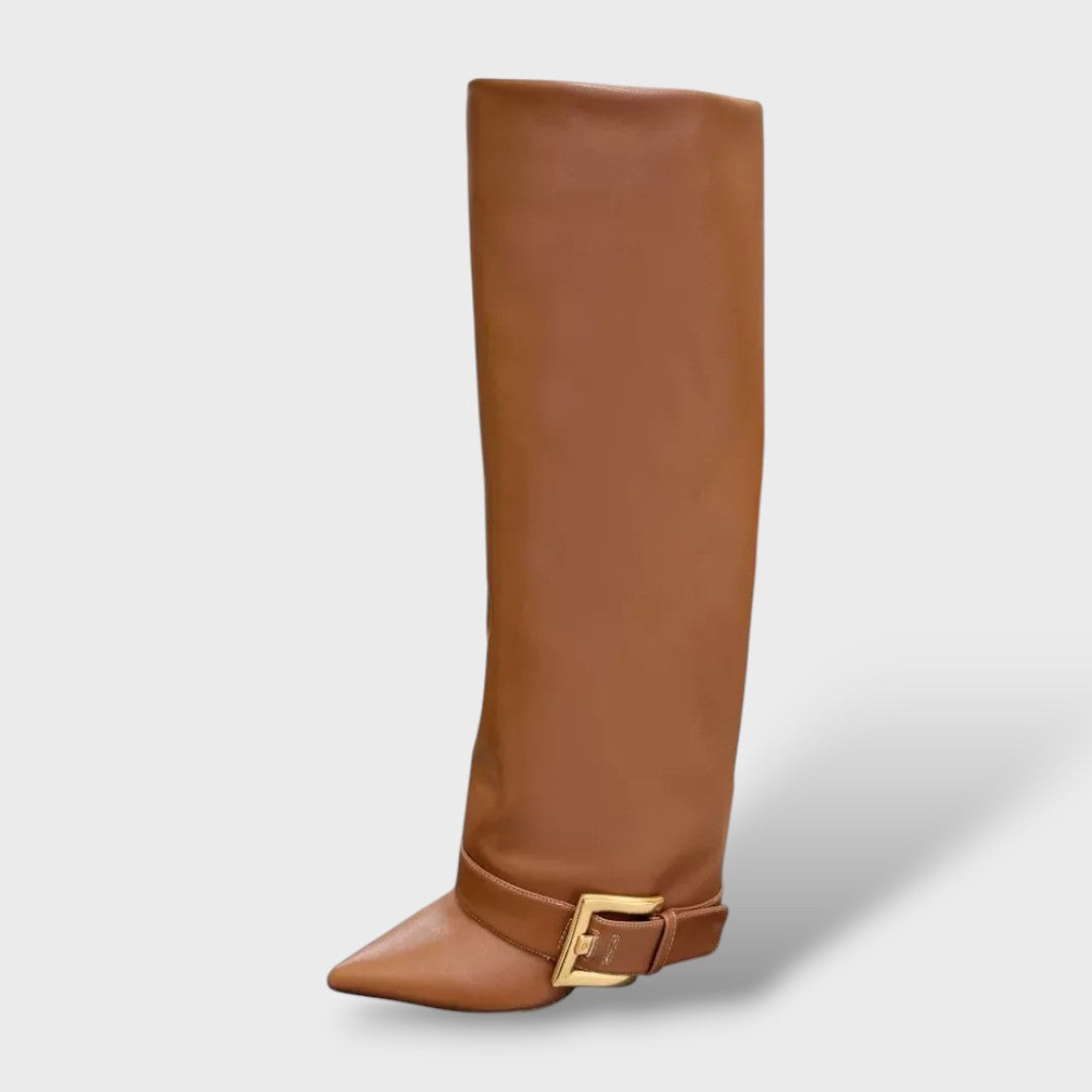 High Heeled Women's Boots with Buckle