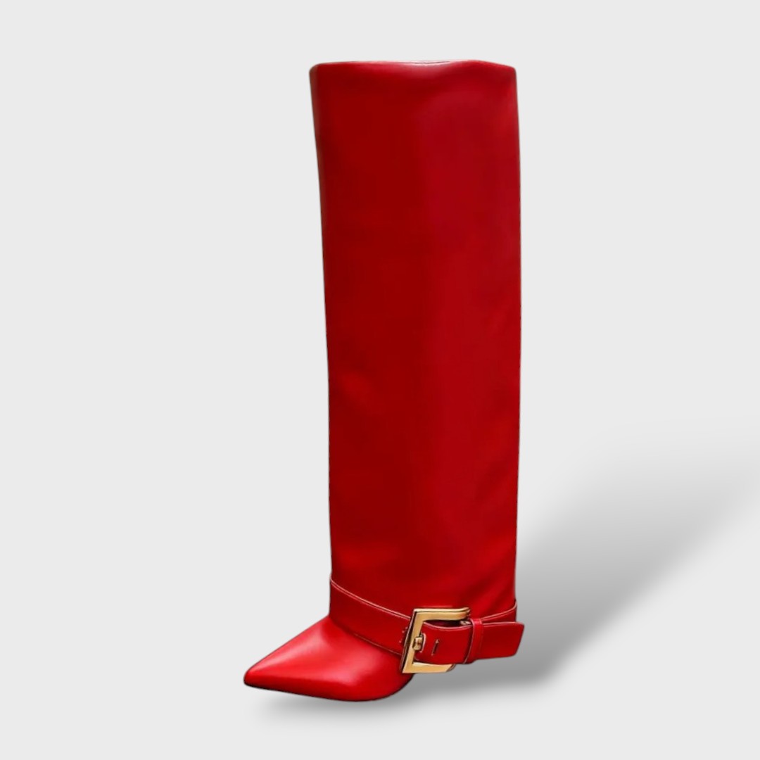 High Heeled Women's Boots with Buckle