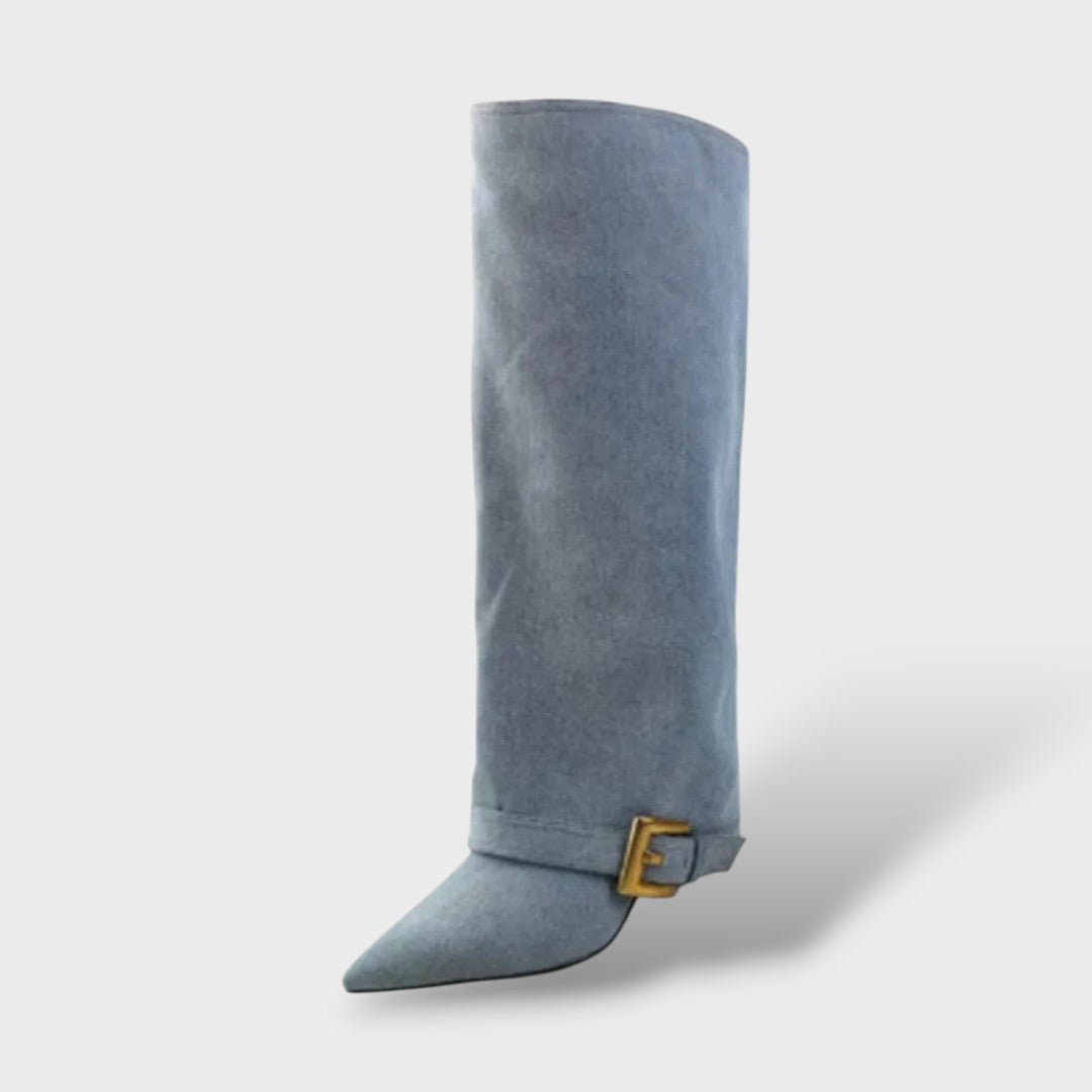 High Heeled Women's Boots with Buckle