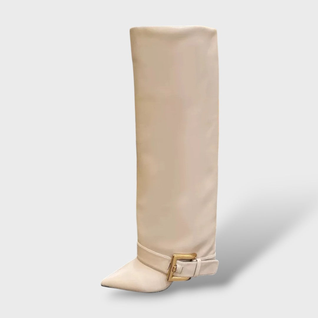 High Heeled Women's Boots with Buckle