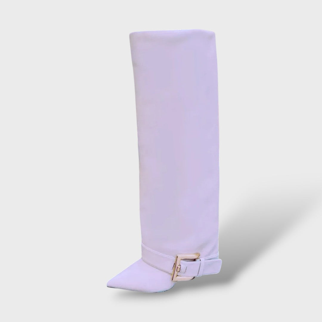 High Heeled Women's Boots with Buckle